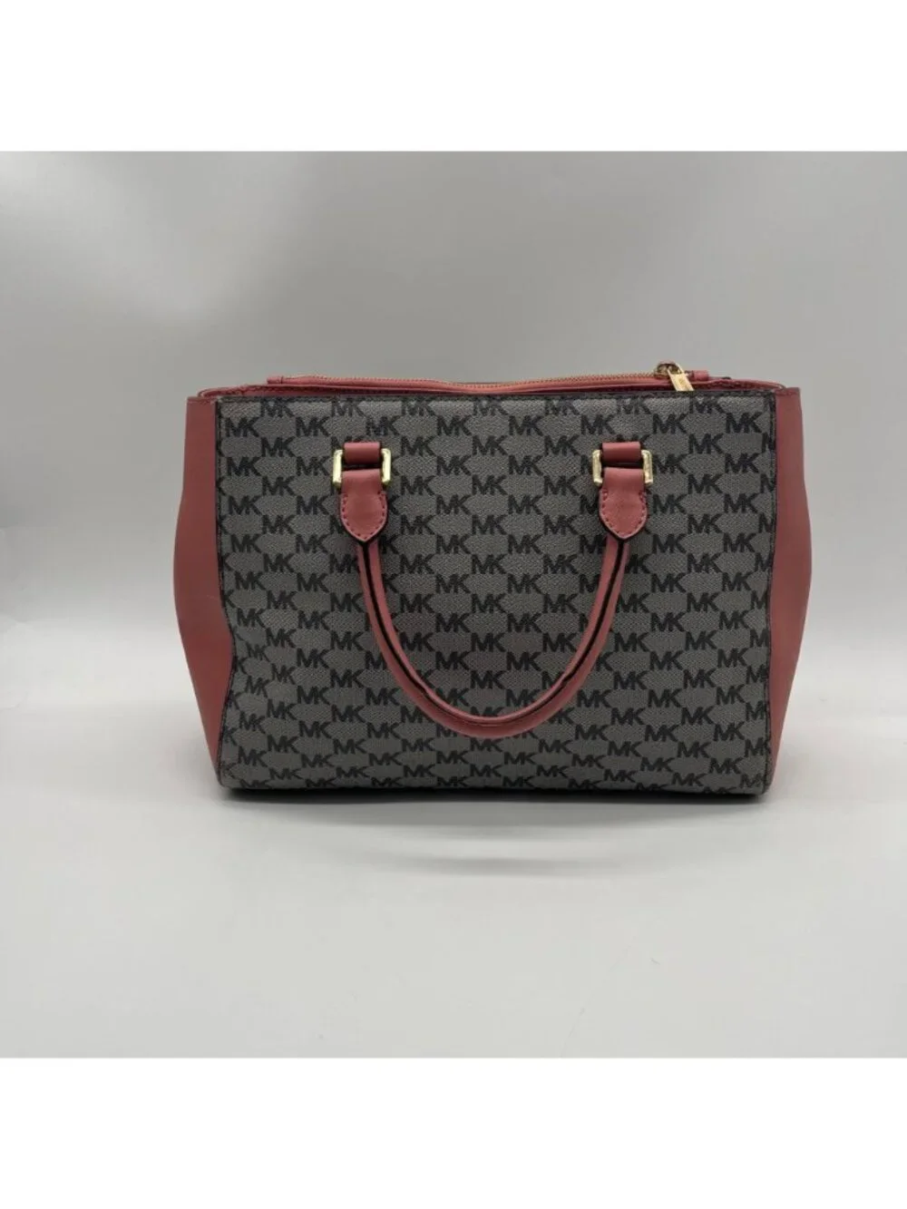 Michael Kors Grey & Pink Coated Canvas Satchel Bag